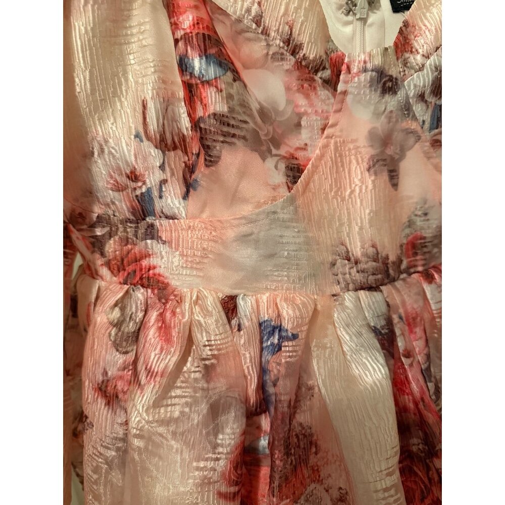 Smak Parlour Allover Vintage Floral Puff Sleeve Mini Dress Blush Pink Size 1X - Picture 4 of 9